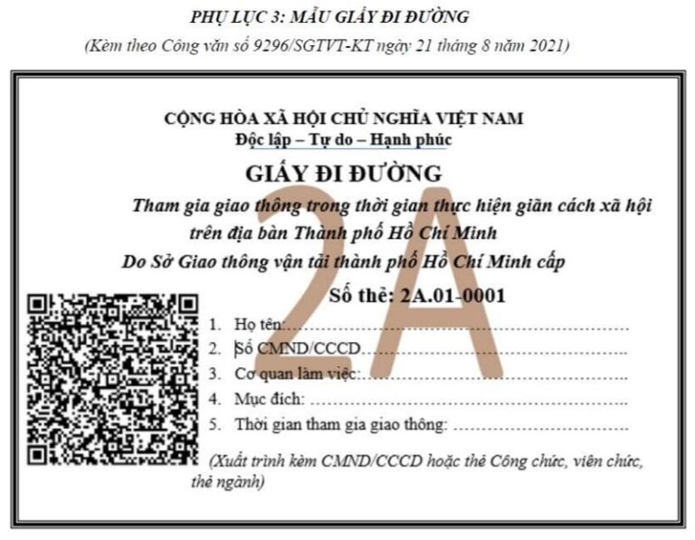 Hướng dẫn cấp giấy đi đường cho người lao động trong thời gian thực hiện giãn cách xã hội của Sở GTVT TPHCM